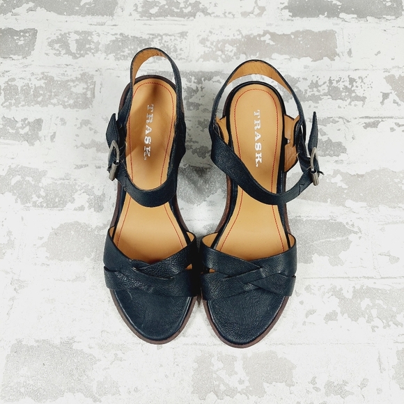 New Trask Saydee Leather Cone Heel Strappy Sandals D29 - Picture 11 of 14